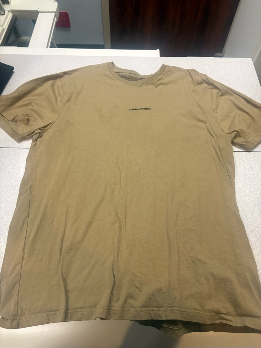Men's Short Sleeve Crewneck T-Shirt in Tan with Subtle Chest Logo